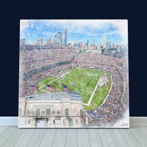 Soldier Field Print / Canvas Wall Art, Chicago Bears Football, Sports Art