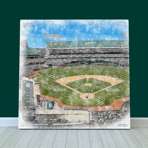 Oakland Coliseum Wall Art • Oakland Athletics Stadium Print • Canvas Wrap or Fine Art Paper • Fan Cave Decor Gift