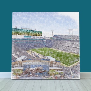 EverBank Stadium Print / Canvas Wall Art, Artist Drawn Football Stadium, Jacksonville Jaguars Football, Sports Art