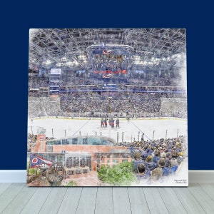 Nationwide Arena Print / Canvas Wall Art, Artist Drawn Hockey Arena, Columbus Blue Jackets Hockey, Sports Art