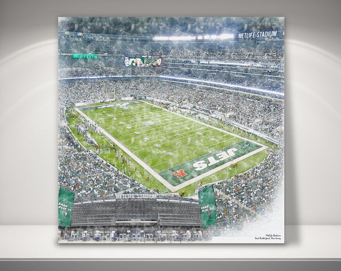 MetLife Stadium Football Stadium Canvas / Print Sketch, New York Jets Football, Sports Art