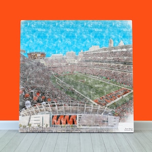 Paycor Stadium Print / Canvas Wall Art, Artist Drawn Football Stadium, Cincinnati Bengals Football, Sports Art