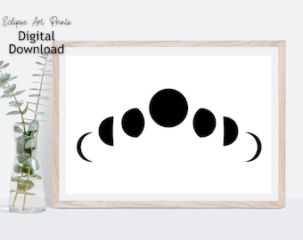 Moon Phases Poster Print • Landscape Art Decor • Printable Wall Art Digital Download