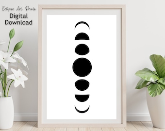 Moon Phases Poster Print • Outer Space Art Decor • Printable Wall Art Digital Download