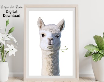 Alpaca Print, Alpaca Art, Nursery Art Decor, Nursery Print, Kid's Bedroom Decor, Alpaca Printable Wall Art Digital Download