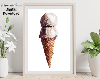 Ice Cream Print, Ice Cream Poster, Ice Cream Art, Nursery Art, Nursery Decor, Kid's Room Decor, Printable Wall Art, Digital Download