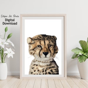 Baby Cheetah Print, Cheetah Art, Nursery Art Decor, Kid&#39;s Bedroom Decor, Printable Wall Art Digital Download