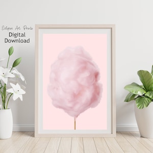 Impressão de algodão doce, pôster de algodão doce, arte de algodão doce, decoração de arte de berçário, arte de cozinha, arte de quarto infantil, arte para impressão, download digital