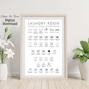 Laundry Room Visual Guide Poster Print • Laundromat Art Decor • Printable Wall Art Digital Download