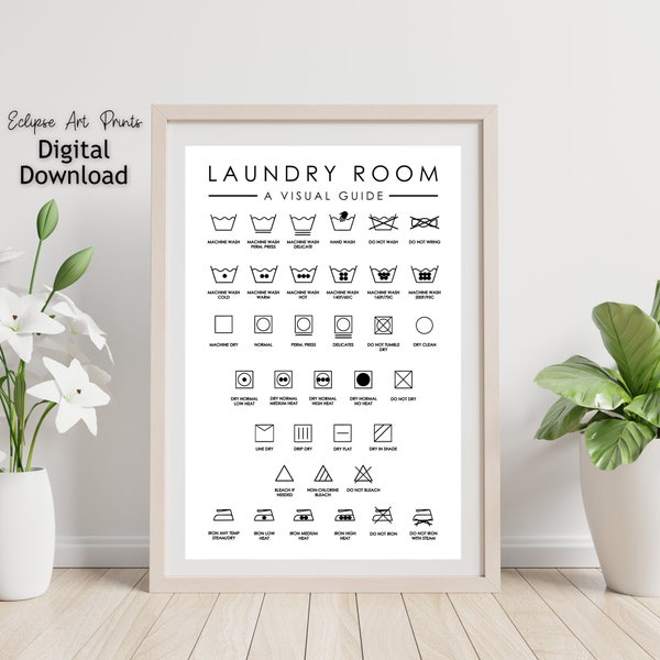 Laundry Room Print, Laundry Visual Guide Poster, Laundry Room Art, Laundromat Decor, Laundry Room Decor, Printable Wall Art Digital Download