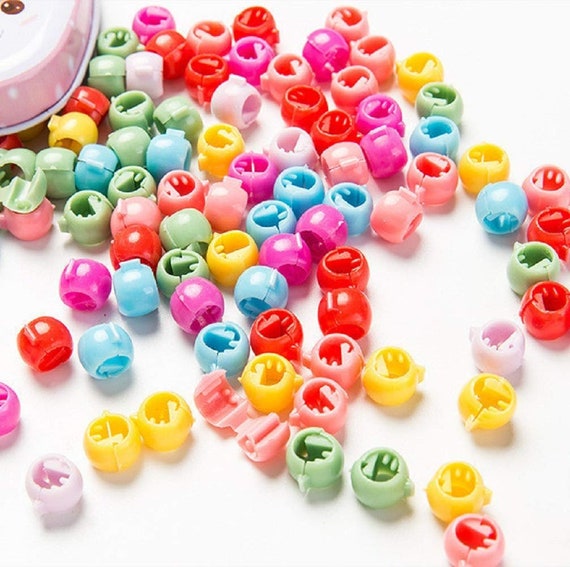 50pcs Colored Beads Hair Clips Plastic Hair Accessories For