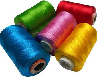 5 Multi Color spools of silk thread indian art Embroidery silk, Embroidery Thread, Silk thread 800 Yards Free Shipping