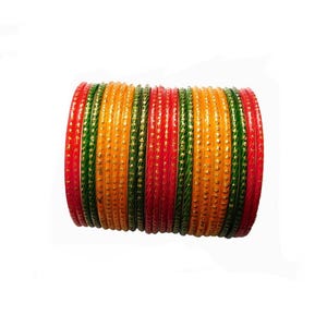 A1 Quality Multi Color Indian Costume Wedding Style Golden Dots Glass Bangles Free shipping For Girls And Women Free Shipping