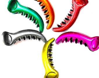 Multicolour Unbreakable Plastic Colourful Banana Hair Clutchers,,Claws for Girls and Women fashion hair Accessories - Set of 6 Pieces
