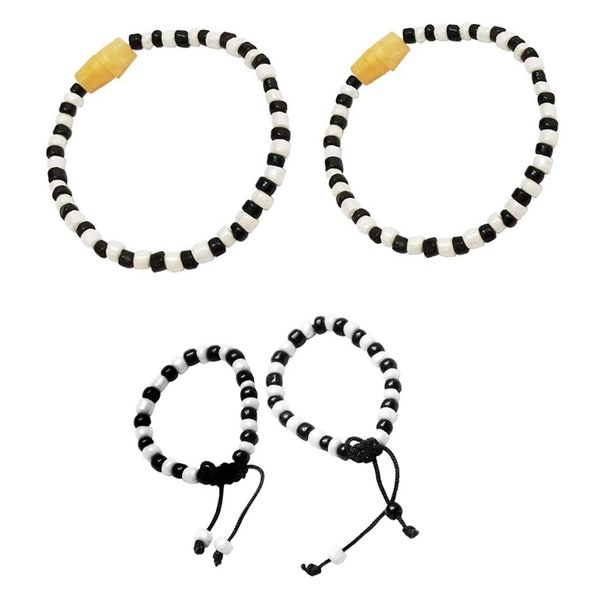 Black & White Beads Indian Nazar kada Bangles set Nazariya for New Born Small Baby Adjustable Bracelet Jewelry (0-12 months ) Free Shipping