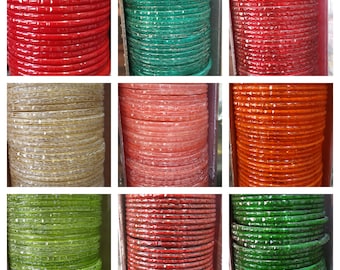 24 Pieces Multi Color Indian Costume Wedding Style Plain Glass Bangles For Girls And Women Free Shipping