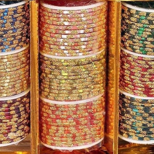 108 Bangles 9 Multi Color Bangle 12 Pieces Each Color Of All 9 Color Bangle With Golden Dots Glass Bangles For Girls and Women Free Shipping