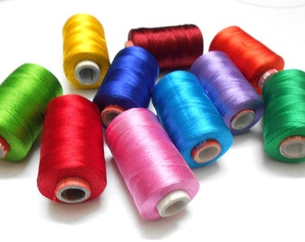 10 Multi Color spools of silk thread indian art Embroidery silk, Embroidery Thread, Silk thread 800 Yards Multi Color Free Shipping