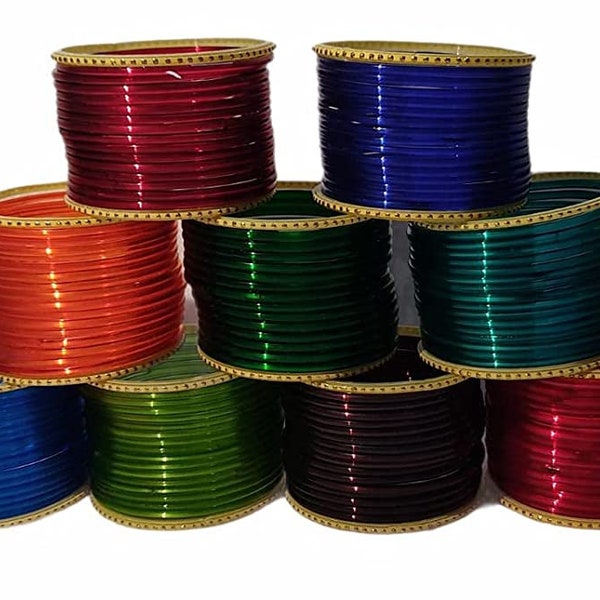 108 Bangles 12 Pieces Each Color Of All 9 Color Plain Bangles Glass Bangles For Girls and Women Free Shipping