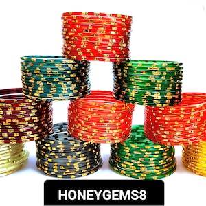 120 Bangles Multi Color Bangles 12 Pieces Each Color Of 10 Color With Golden Dots Glass Bangles For Girls And Women Free Shipping