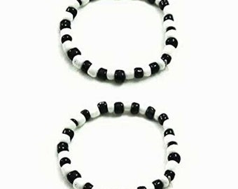 Black & White Beads Indian Nazar kada Bangles set Nazariya for New Born Small Baby stretch Bracelet Jewelry (0-12 months ) Free Shipping