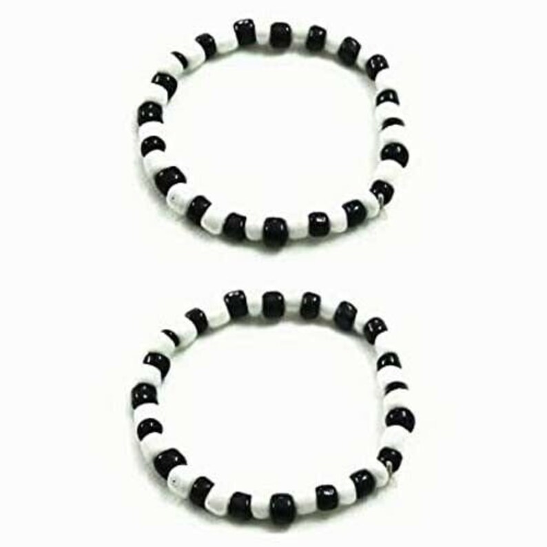 Black & White Beads Indian Nazar Kada Bangles Set Nazariya for Etsy