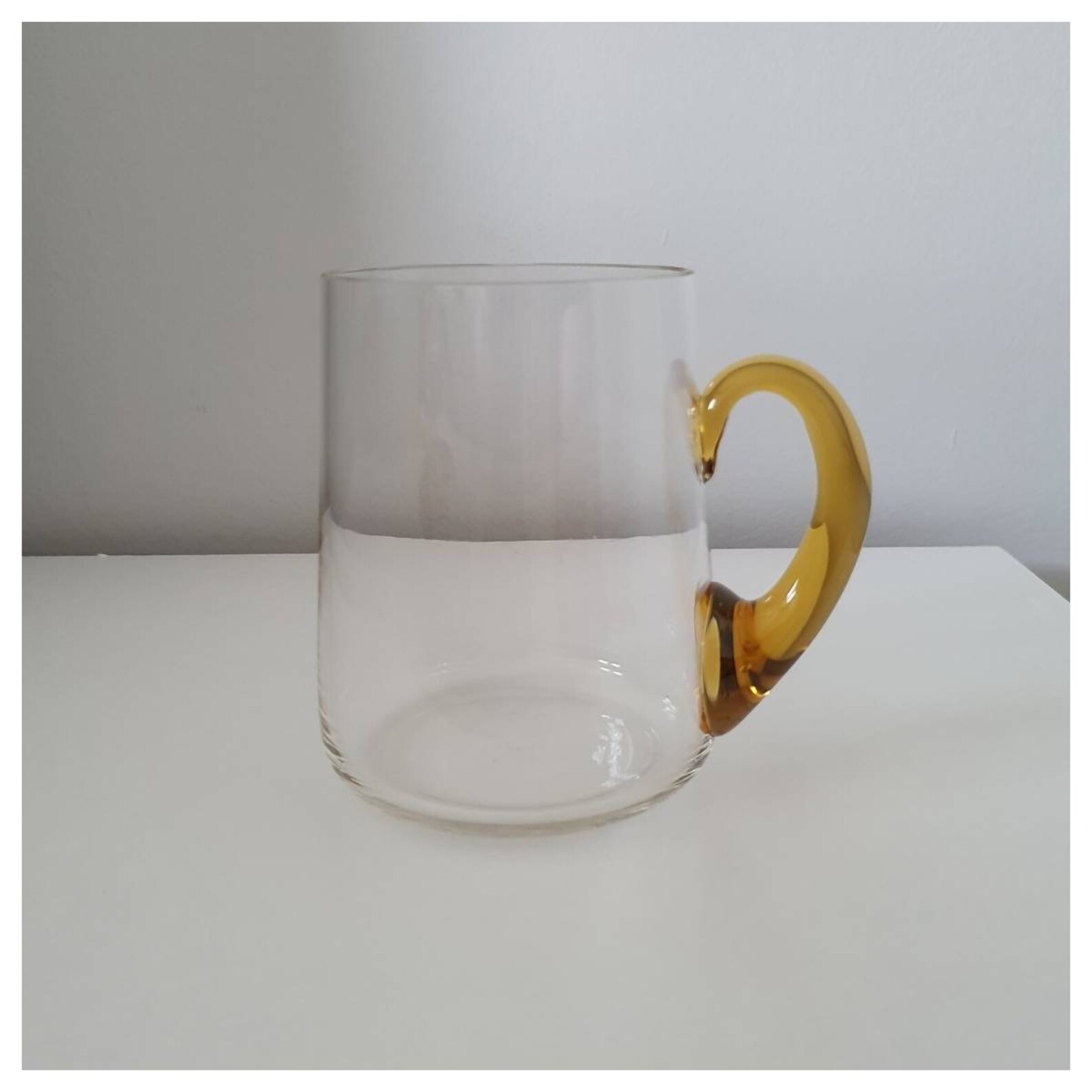 Vintage Clear Half Pint Glass with Amber Applied Handle Etsy
