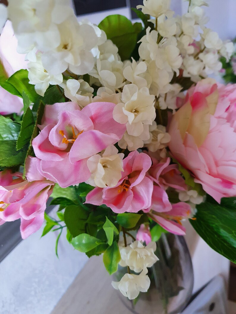 Handmade artificial silk flower arrangement complete with vase Etsy