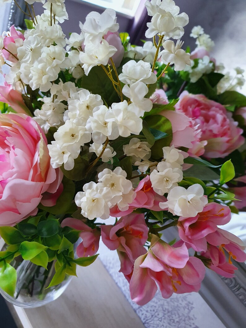 Handmade artificial silk flower arrangement complete with vase Etsy