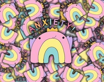 Anxiety Sticker, Cute Rainbow Sticker, Vinyl Sticker, Aesthetic Laptop Sticker, Trendy Water Bottle Sticker, Computer Sticker