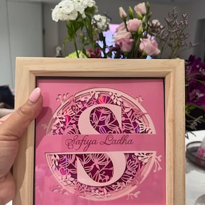 Monogram Shadow Box, Mongramed Personalized Shadow Box, Elegant Name Shadow Box, Customizable Family Shadow Box