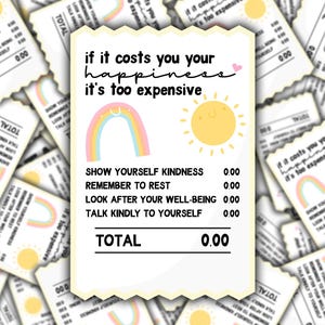 Happiness Sticker, If It Costs You Your Happiness It’s Too Expensive Quote Sticker, Waterproof Vinyl Sticker, Motivational Sticker