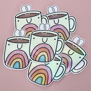 Coffee Cup Sticker, Cute Coffee Sticker, Coffee Addict Sticker, Laptop Decals Sticker, Waterproof Stickers, Coffee Lover Gift
