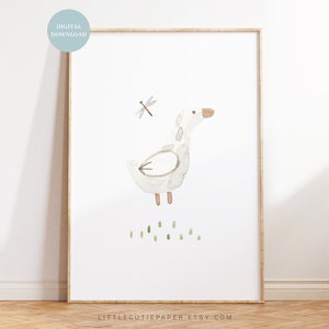 Duck Nursery Prints Digital Download, Cute Duck Wall Art, Mommy Duckling Print, Minimalist Ducks Nursery Art Decor MNI001