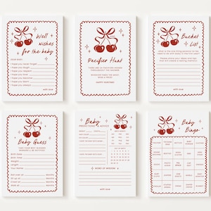Editable 12 Cherry on Top Baby Shower Games Bundle, Cherry Baby Shower Games Bundle, Shower Printable Games Pack COTBS001
