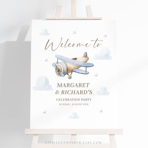 Editable Airplane Welcome Sign, Plane Birthday Welcome Sign, Welcome Poster for Boy Airplane Baby Shower or Birthday Party 1011