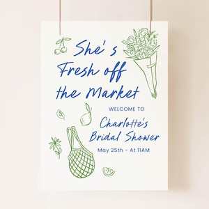 Editable Fresh off the Market Bridal Shower Welcome Sign Template, Farmers Market Bridal Shower Welcome Sign FOMBDS001