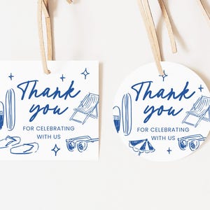 Editable Surfboard Cookie Favor Tag Template, Baby on Board Gift Tag, Thank you Tag for Baby Shower or Birthday Party Decor BBOBS001