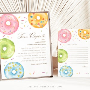 Bewerkbare donut verjaardag tijdcapsule, tijdcapsule sjabloon, tijdcapsulekaarten, zoete dessert verjaardag tijdcapsule 2006