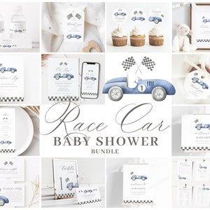 Editable Race Car Baby Shower Invitation Bundle, Printable Race Car Baby Shower Decorations and Games, Oh Boy Editable Template 1003