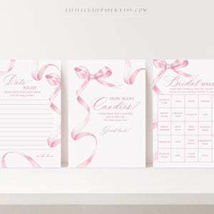 Editable Pink Bow Bridal Shower Game Bundle, Bridal Shower Games Pack, Bridal Shower Games, Wedding Shower Printable Games 3002
