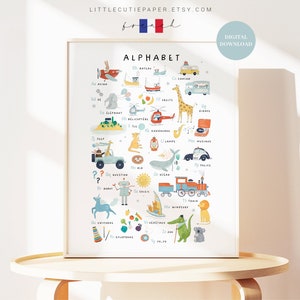 Affiche de l'alphabet français, Apprendre le français, Alphabet français, Affiche d'enseignement du français ABC pour la classe de français FR001