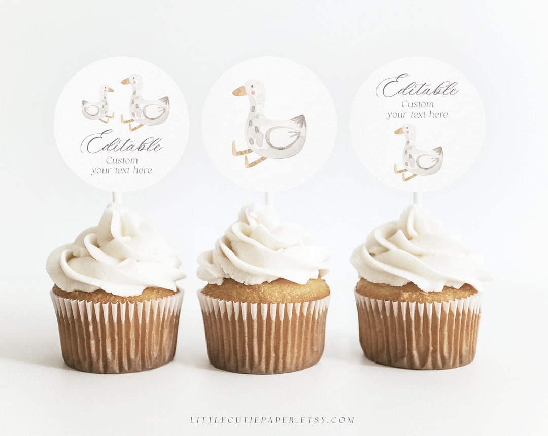 Editable Duck Cupcake Toppers Template, Lucky Duck Cake Toppers for ...