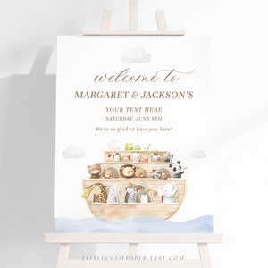 Editable Noahs Ark Welcome Sign, Noahs Ark Birthday Welcome Sign, Welcome Poster Baby Shower or Birthday Party 1008