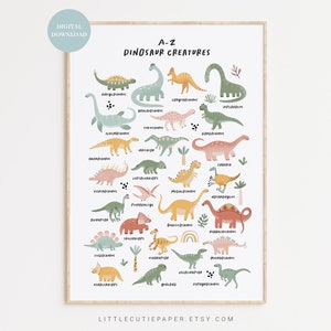 Dinosaurier Alphabet Poster Digitaler Download, Dinosaurier ABC Poster, Alphabet Poster Dinosaurier für Jungenzimmer Dekor, Jungen Kinderzimmer DINO001