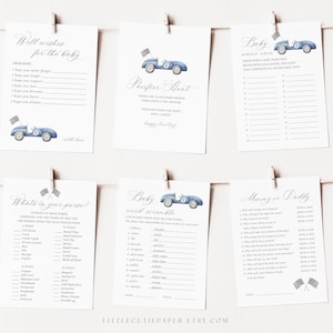 Editable 12 Race Car Baby Shower Games Bundle, Printable Oh Boy Baby Shower Game Activities, Printable Racing Car Games Pack 1003