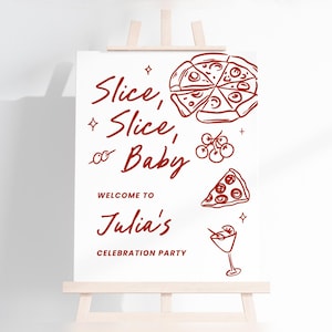 Editable Slice Slice Baby Shower Welcome Sign, Pizza Welcome Sign, Welcome Poster for Pizza Baby Shower or Birthday SSBBS001