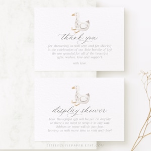 Duck Baby Shower Card Template: Display Shower & Thank You (Digital Download) 1001