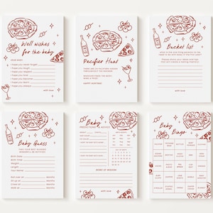 Editable 12 Slice Slice Baby Shower Games Bundle, Pizza Baby Shower Games Bundle, Shower Printable Games Pack SSBBS001