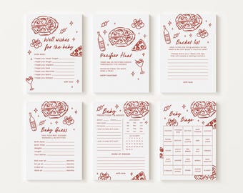 Editable 12 Slice Slice Baby Shower Games Bundle, Pizza Baby Shower Games Bundle, Shower Printable Games Pack SSBBS001